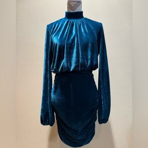 HYFVE Velvet Turquoise Skirt and Top Set, Size M